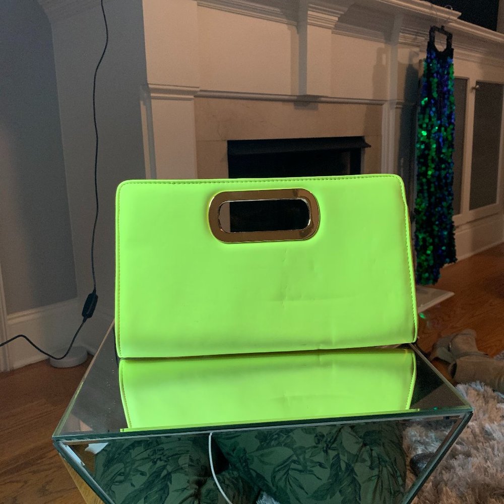 Lime green clutch bag